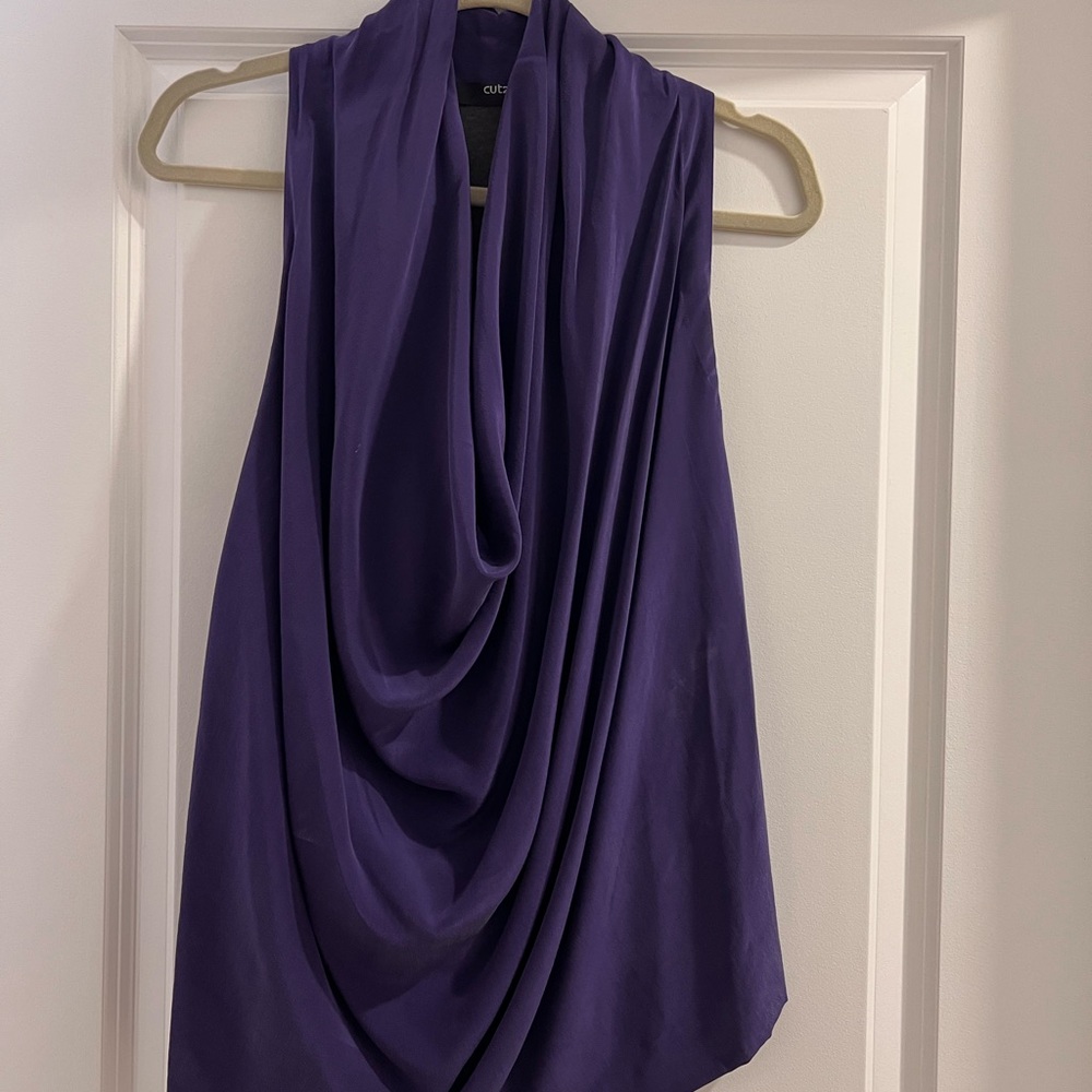 Cut25 by Yigal Azrouel Purple Draped Sleeveless Tank Top